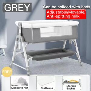 🔥SG Store🔥Multifunctional foldable baby crib removable portable newborn cradle bed European baby crib splicing big bed