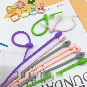 FR-C1275 Pengikat Kabel Headset Silikon Warna Warni / Strap Silicone Cabel Ties Organizer Pengikat