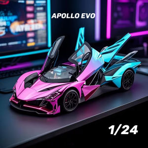 【RUM】1:24 Scale Apollo EVO Alloy Car Model Light & Sound Effect Diecast Car Toys for Boys Birthday Gift Kids Toys Car Collection