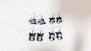 Takara Tomy | Kawaii Kuromi Nhân Vật Anime Bông Tai Thời Trang Cho Trẻ Em Hoạt Hình Dễ Thương Phụ Kiện Quà Tặng Cho Bé Gái Kim Loại Cosplay Trang Sức