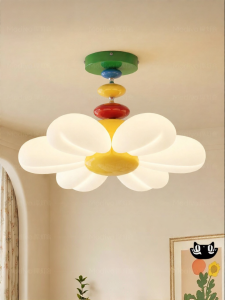 FANCY LAMP CLUB | Childroom Creamy Cartoon Floral Design Eye-protecting Full Spectrum Ceiling Light