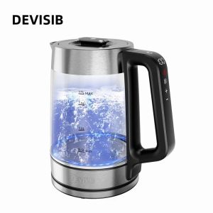 Ấm Đun Nước Điện Kính Hai Lớp DEVISIB GK2009CT 2200W Đun Sôi Nhanh Với Màn Hình Hiển Thị Nhiệt Độ Trực Tiếp Giữ Ấm 24 Giờ Chất Liệu Thủy Tinh Borosilicate