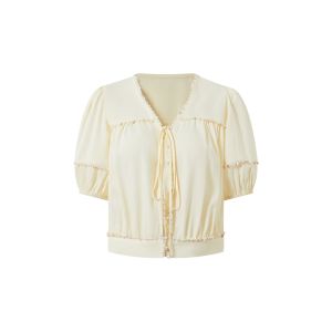 BADINA | Áo Blouse Voan Bohemian Cổ V Elegance