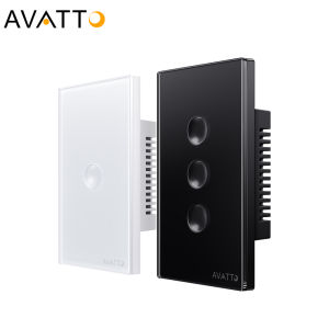 AVATTO Tuya Zigbee/สวิตช์ไฟสวิตช์อัจฉริยะแบบไร้สายที่มี2.5D ปลายนิ้วสัมผัสแก้วหรูหราต้องมีสายกลาง2ทางควบคุมเรา1/2/3 /4แก๊งทำงานสำหรับ Alexa Google Home