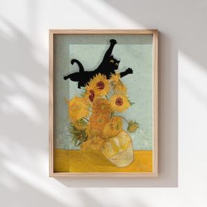 Funny Art Matisse Monet Black Cat Van Gogh Sunflowers Canvas Painting Posters and Prints Wall Pictures for Living Room Decor