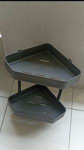 [ FERRUM ] Rak Shampo Kamar Mandi Tempat Shampo Sabun 2 Susun Aluminium Tebal Sudut B0339-2 Abu
