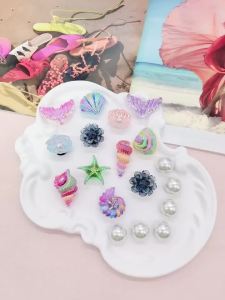 18PCS Conch Starfish ABS Shoe Charms Accessories Mermaid Tail Shell Shoe Buckles DIY Decorations Funny Flower Clogs Shoe Clips