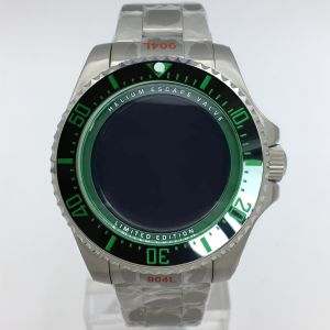43mm DEEP SEA Homage Big Sapphire Crystal Watch Case Ceramic Bezel Fit NH34/35/36 ETA2824 PT5000 Miyota Mingzhu Movement
