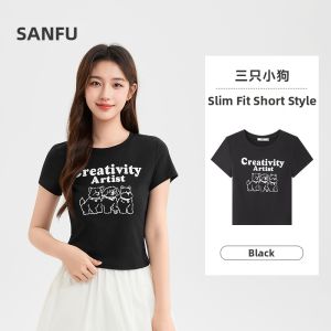 SANFU | Cute Animal Print Round Neck Loose T-Shirt