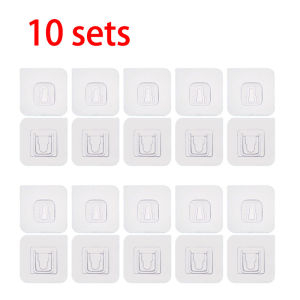 2/5/10PCS Double-Sided Adhesive Wall Hooks Strong Hanging Hooks Transparent Bathroom Organizer Wall Storage Holder Kitchen Tools