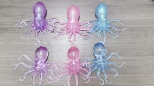 Glitter Octopus Squishy Toy Soft Stress Relief Fidget Toy Squeeze Jellyfish Squishy Compression Decompression Toy for Kid Adults
