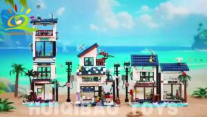HUIQIBAO | HUIQIBAO City Street View Seaside 3in1 Holiday Villa Model Building Blocks DIY Seaside House Architecture Ornament Bricks Toys