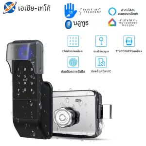 IP65 กันน้ํา TTLock ลายนิ้วมือสมาร์ทประตูล็อคกลางแจ้งประตูบลูทูธรหัสผ่าน 13.56MHz IC Card Deadbolt ล็อค + กุญแจเครื่องกล