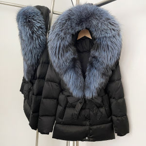 Áo Khoác Phao Lông Ngỗng Trắng Dày Dặn Mùa Đông Cho Nữ Có Mũ Lông Cáo Thật Dài Trung Bình Ấm Áp Kiểu Dáng Công Sở Thanh Lịch