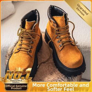 CONGLINSHIZI | Brown Retro Leather High Top Work Boots