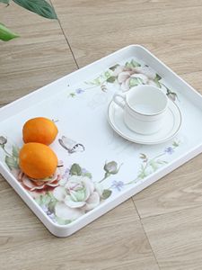 Thickened Rectangular Plastic Tray European Style Home Use Snack Plate Dumpling Plate Storage Plate Fruit Tray Living Room Tea Tray