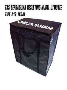 Tas londri/tas serbaguna resleting mudel U/muter bahan tebal tipe A12 tersedia banyak ukuran S M L XL XXL dan Super jumbo