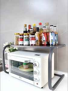 YOYO Carbon Steel Kitchen Rack Microwave Oven Stand with Storage Shelf Countertop Organizer for Rice Cooker Appliance Holder Kitchen Storage Rack