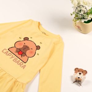 Váy bé gái Capybara Bomines Đầm cotton tay dài cho bé 3-12 tuổi 12-36kg DTDCAPY
