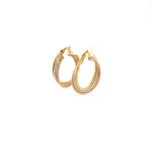 Nathalias NY ต่างหูห่วงกลมสามส่วน ทองคำสามกษัตริย์แท้ 14K Three Part Round Hoop Earrings (69650)