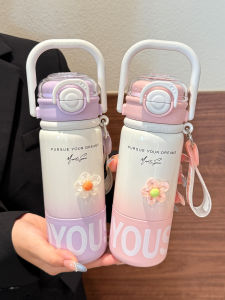 Cốc Nước Cách Nhiệt Cho Học Sinh Nữ 2025 Cốc Nước Có Ống Hút Có Nắp Cốc Nước Cho Trẻ Em Đi Học Cốc Nước Bằng Thép Không Gỉ 470ml