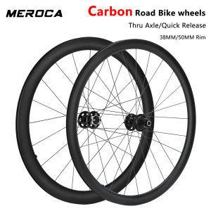 Meroca xe đạp đường Carbon wheelset 38mm 50mm phát hành nhanh chóng/trục xuyên 7075 Hợp kim nhôm freehub sợi carbon vành bánh xe bộ siêu nhẹ bánh xe phanh đĩa