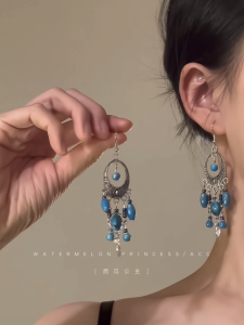 Yinghu Muse New Chinese Style Ethnic Womens Ancient Fashioned Earrings High-End Feeling Matched with Cheongsam Hanfu Ear Jewelry