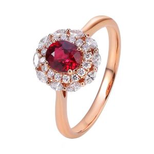 Elegant Hollow out Red Ruby Diamond Embedded Ring for Women Stylish French Simple Open Finger Ring Fashionable Jewelry