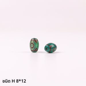 สร้อยคอหินธรรมชาติ Green Agate Triple Eye Nine Eye Tianzhu DIY Handmade Vintage ลูกปัดหินธรรมชาติสำหรับสร้อยคอ