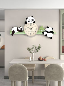 นาฬิกาตั้งโต๊ะแบบเงียบๆ รูปแพนด้า นาฬิกาติดผนังสไตล์โมเดิร์น สำหรับตกแต่งห้องรับแขก ห้องอาหาร ของขวัญวันเกิด