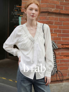 French Elegance V-Neck Long Sleeve Single Button Wrinkle Loose Blouse