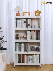 Steel Bookcase with Door Childrens Bookshelf Home Living Room Storage Cabinet Dustproof Display CabinetStorage Rack