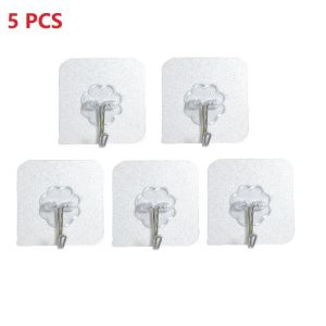 1-10PCS Transparent Stainless Steel Strong Self Adhesive Hooks Key Storage Hanger for Kitchen Bathroom Door Wall Multi-Function