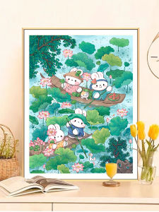 Mới Cross Stitch Rabbits 2025 Handmade Thêu Túi Đựng Màn Hình Phòng Thoáng Khí Đơn Giản Modern Cotton White Living Room