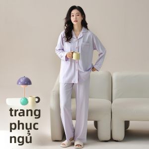 Bộ đồ ngủ nữ MiiOW vải cotton dài tay họa tiết hoạt hình thoải mái.