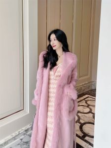 Royal Sule Double-Faced Alpaca Wool Coat Vintage Flame Red Lapel Collar High-End New Year Collection Womens Woolen Outerwear