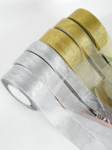 Gold And Silver Baking Ribbon with  Flowers Butterfly Knot Gift Box Binding DIY Materials Satin Ribbon Home Fabric