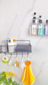 Wall shelf with hooks / Meshed wall shelves Iron Metal Wall Mounted Storage Shelves - Keimav