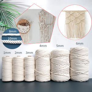 Natural Cotton Twine Rope Cotton Macrame Cord Twisted Soft Cotton Cord String DIY Plant Hanger Craft Making Knitting Cord Rope