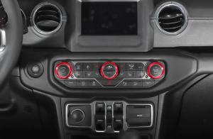 Hợp Kim Nhôm Đèn Pha Công Tắc Núm Vòng Trang Trí Cho Xe Jeep Wrangler JL 2018-2023 Đỏ Nút AC Viền Nội Thất Ô Tô Phụ Kiện