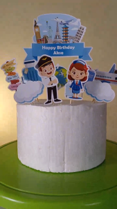 Topper Kue Pilot Pesawat untuk Hiasan Cake / Cupcake Ulang Tahun Anak Karakter Custom Nama
