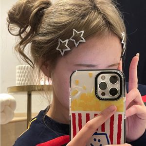 【♡Lovely girls house♡】5Pcs Pentagram Star Clip Y2K Silver Hair Clips Versatile BB Clip INS Metallic Sweet Cool Hair Accessories