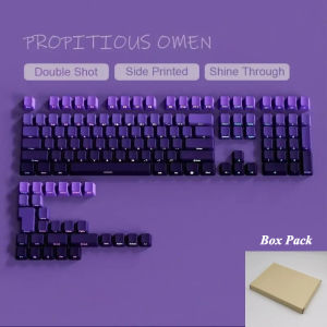 Gradient Purple Double Shot PBT Keycaps OEM Profile Side Print RGB Backlit Keycap 135 Key for Cherry MX Switches Gaming Keyboard