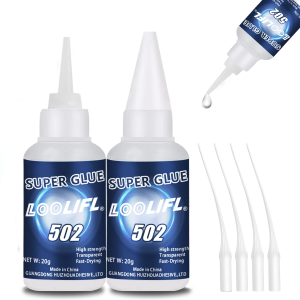 LOOLIFL 502 Super Glue 20g Water &Shock Resistant Fast Setting Cyanoacrylate Adhesive for Ceramic Wood Metal Plastic Shoe Repair