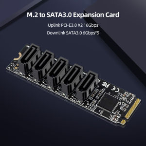 M.2 M-Key PCI Express To SATA 3.0 SSD Adapter Card Support for Mac OS/Windows /Linux Expansion Card Adapter Support PM Function 6Gbps 5 Ports