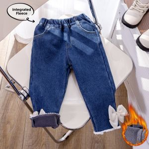 Warm Girls One-piece Fleece Jeans