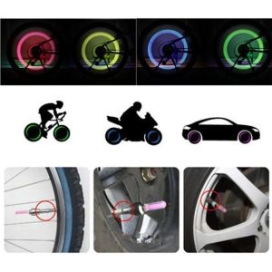 2PCS Bicycle Valve Lights Waterproof Lamp Bike Car Tire Tyre Wheel Flashing Night Riding Safety Warning Lamp Luminous Fluorescent Tire Valve Light