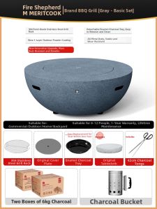 BAOLUOYOUXUAN | Outdoor Tea Boiling and Barbecue Fire Pit Large Metal Round