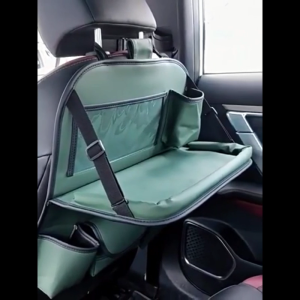 Leather Car Seat Back Multi-Pocket Storage Bag Folding Backseat Tray Organizer Car Dining Table