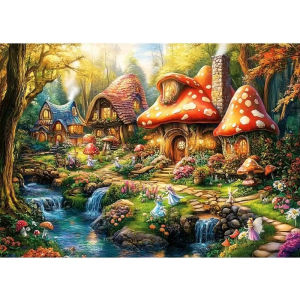 BILIBILI | Fantasy Mushroom Village Wonderland Jigsaw Puzzle 500 1000 1200 2000pcs For Adults Quality Time Cognitive Training Mind Game Toy